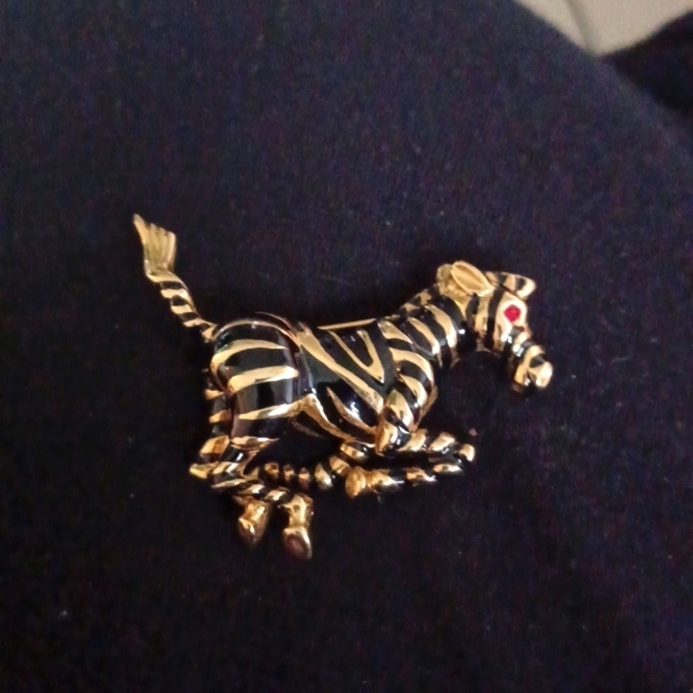 Vintage Zebra Pin, Red Eye, Very 3-dimensional, heavy-duty